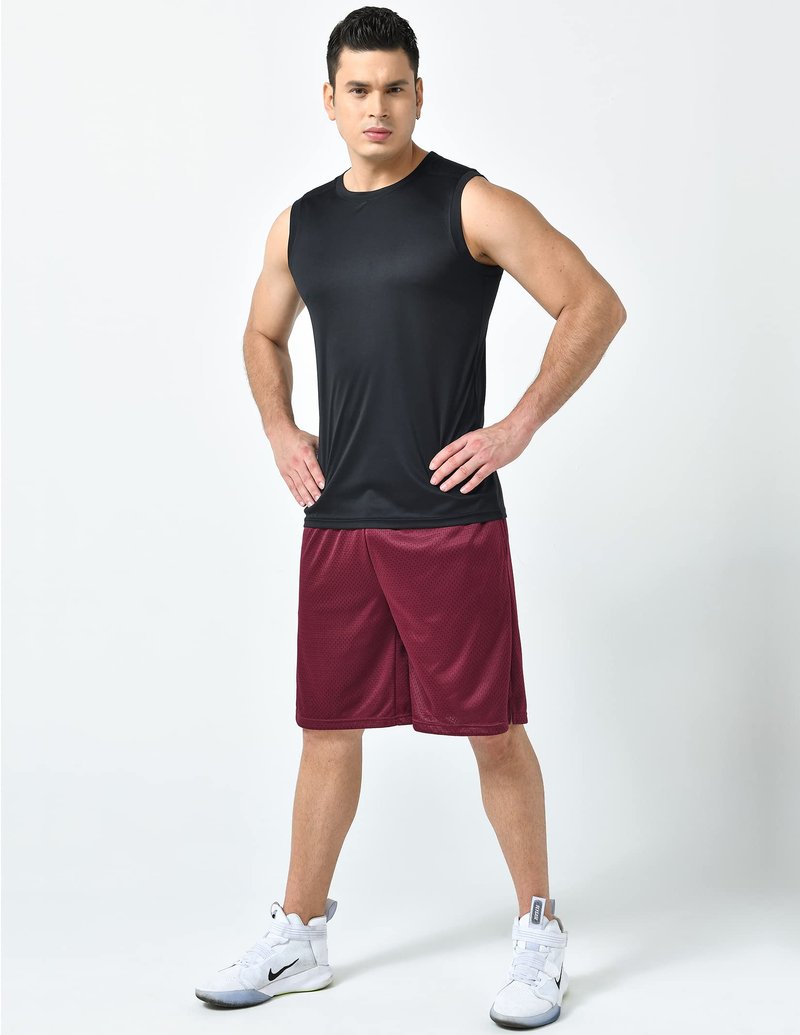 5 Pack Dry Fit Sleeveless Muscle Shirts for Men, Athletic Tank Tops for Workout Gym Performance Activewear (Set 2, Medium)