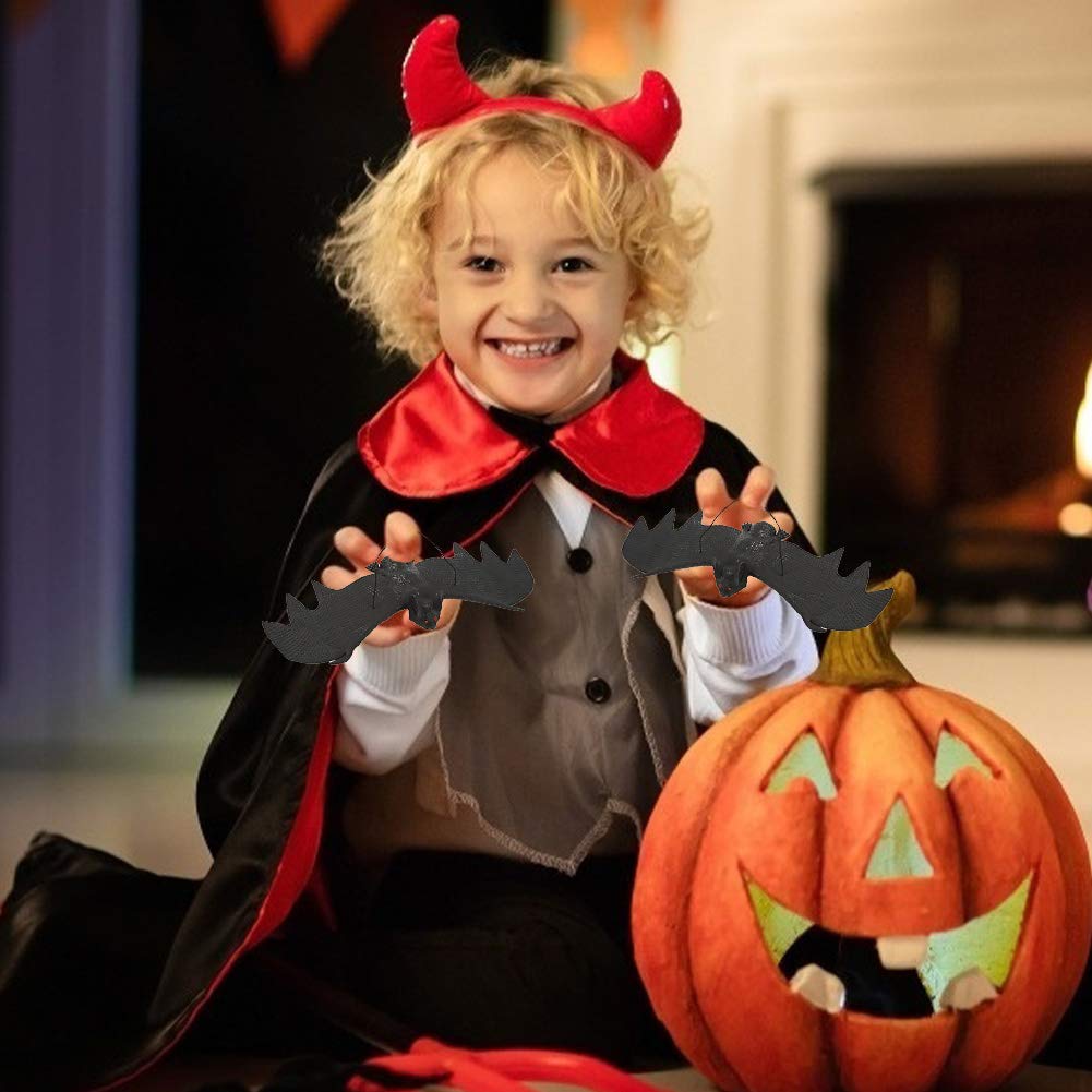 BigOtters 12pcs Halloween Hanging Fake Bats, Halloween Decorations Rubber Vampire Bats Wall Decor for Haunted House Party