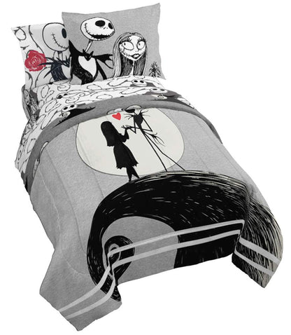Jay Franco Disney Nightmare Before Christmas Moonlight 7 Piece Full Bed Set - Includes Reversible Comforter & Sheet Set - Features Jack Skellington and Sally - Super Soft Microfiber