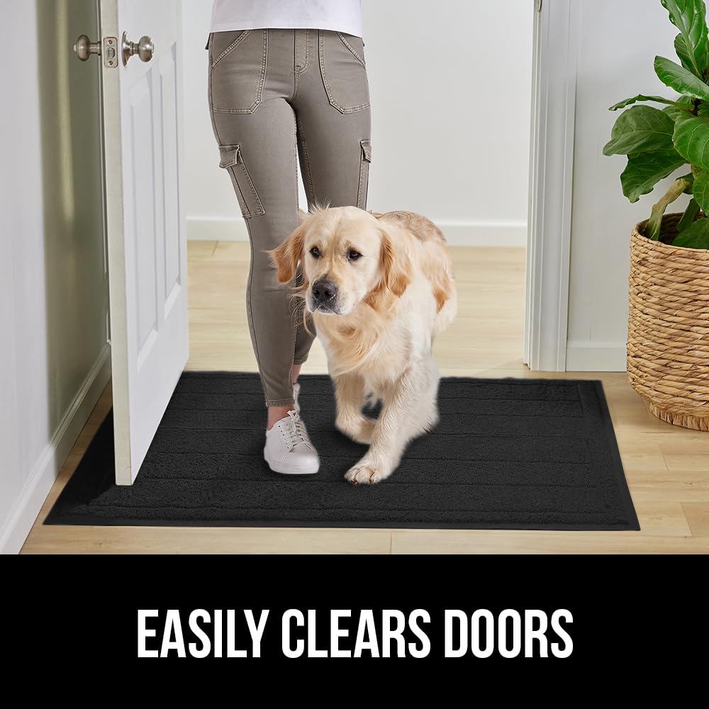 GORILLA GRIP Dirt Grabber Indoor Outdoor Door Mat, 35x23, Durable Mesh Weave Dirt Trapper Doormat for Outside Entrance, High Traffic Mud Scraper, Low Profile for Entry, Heavy Duty Welcome Mat, Black