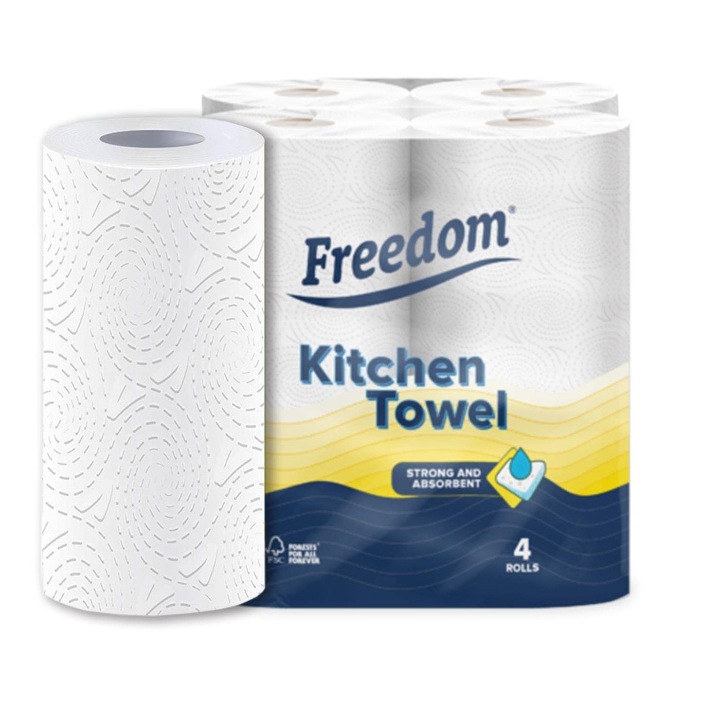 Kitchen Tissue Towel Rolls 6 Packs of 4 Rolls (24 Rolls)