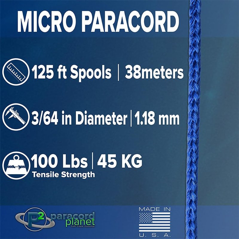 Paracord Planet Micro Paracord – Thin Braided Cord for Crafting, Fishing, and DIY Projects in 125 ft Spools – Safety Orange
