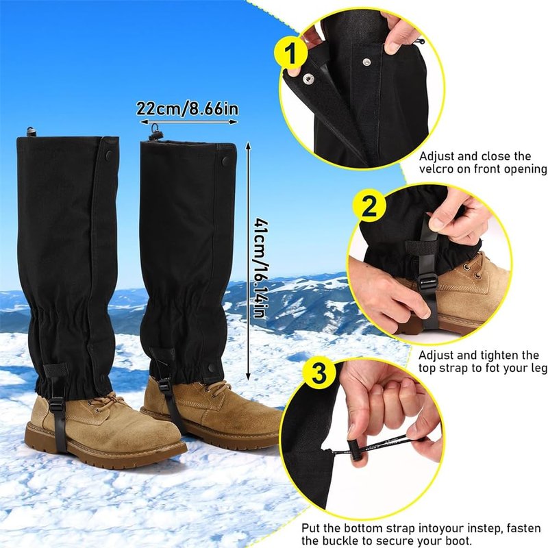 UNIQOCK Hiking Gaiters Lightweight Leg Gaiters Snow Gaiters Waterproof Windproof Durable Leg Cover Protect for Mountain Snow, Hiking, Skiing, Walking, Climbing, Hunting