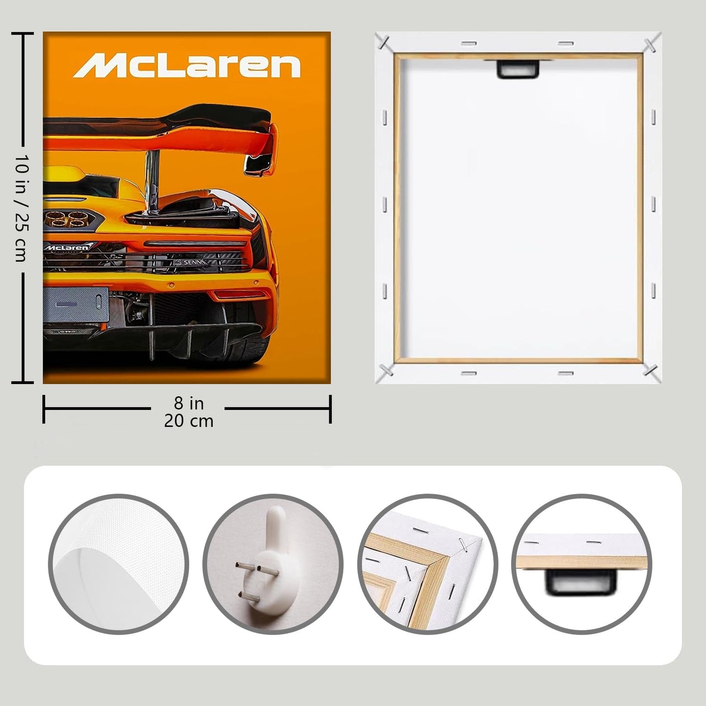 Modern Car Posters Classic Supercar Wall Art Prints, Cool Racing Ferrari Lamborghini McLaren Pagani Canvas Posters for Man Cave Boys Room Wall Decor, Sports Car Art Prints, Set of 4 (8"x10" Unframed)
