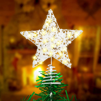Christmas Tree Topper 20 LED Lights Star Two Modes：Solid and Blinking Christmas Decoration Christmas Tree Ornaments for 3-10 Feet Christmas Tree