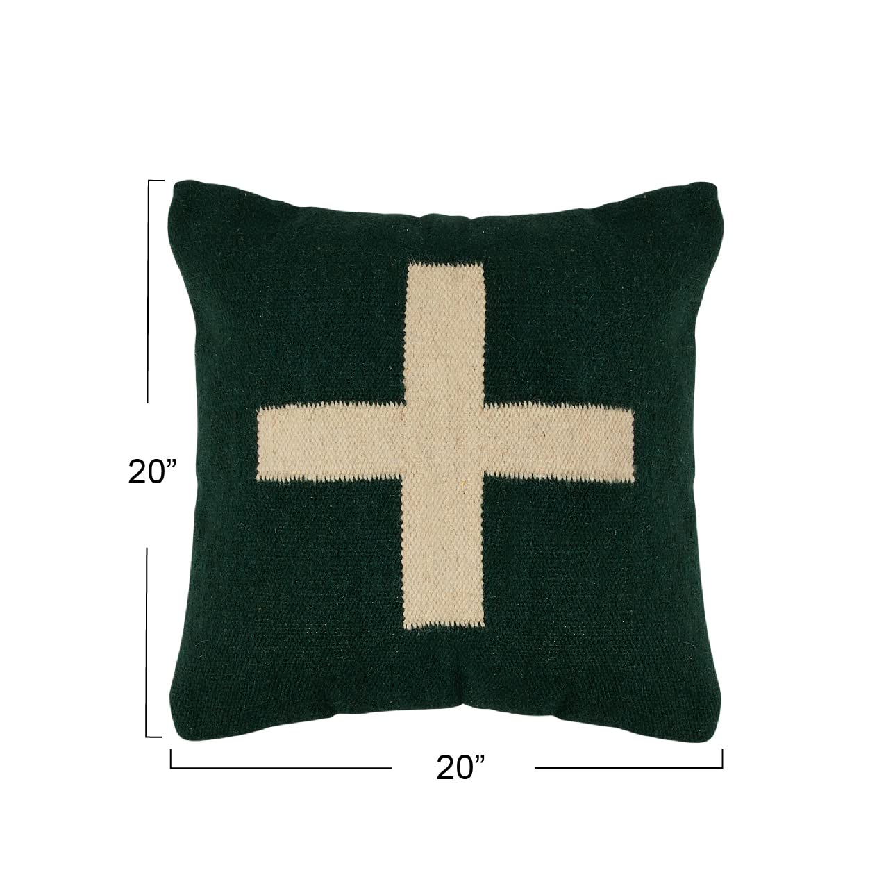 Creative Co-Op Swiss Cross Cotton Wool Throw Natural Pillow, std, Cream and Black