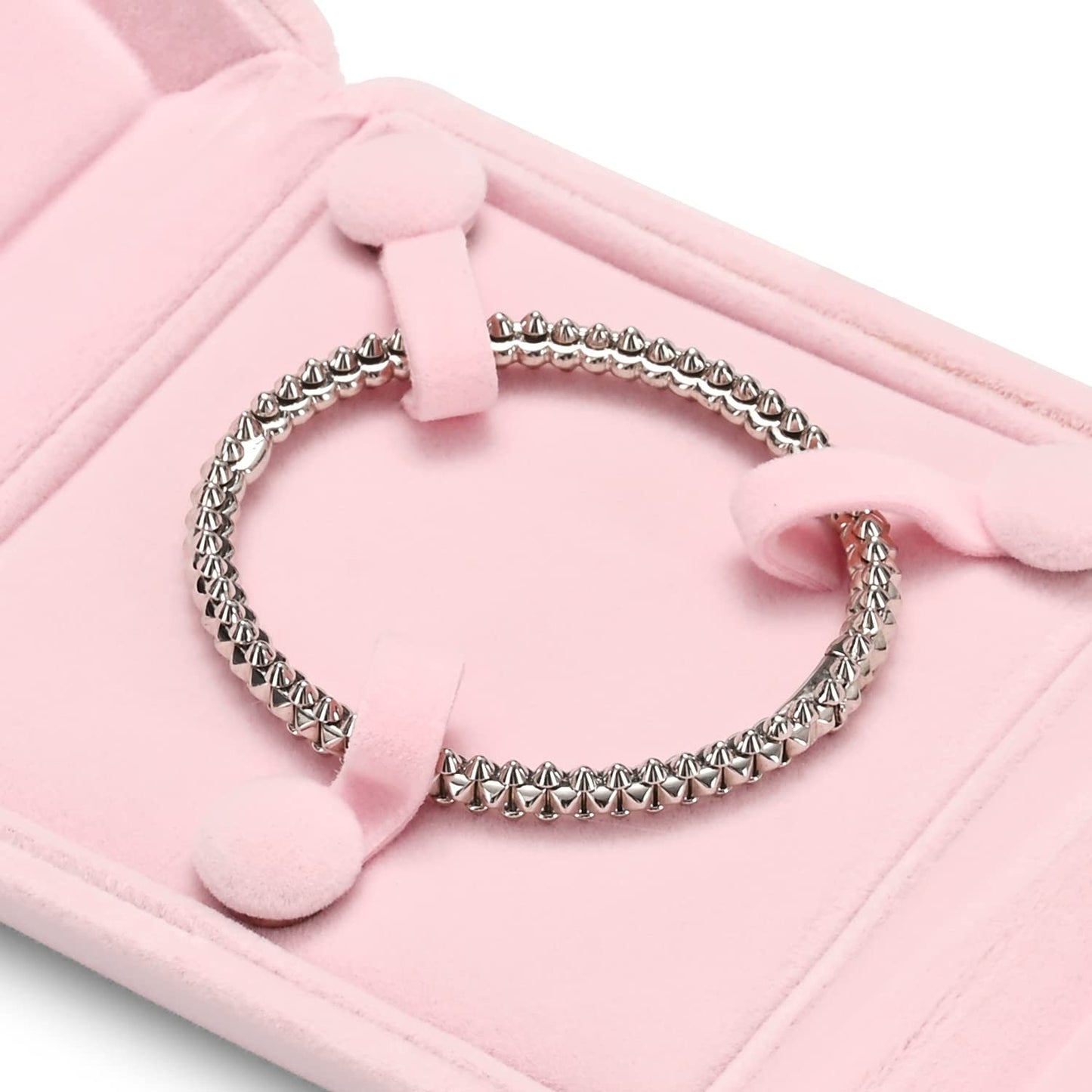 Oirlv Pink Velvet Bangle Gift Box Bracelet Storage Case Jewelry Gift Boxes