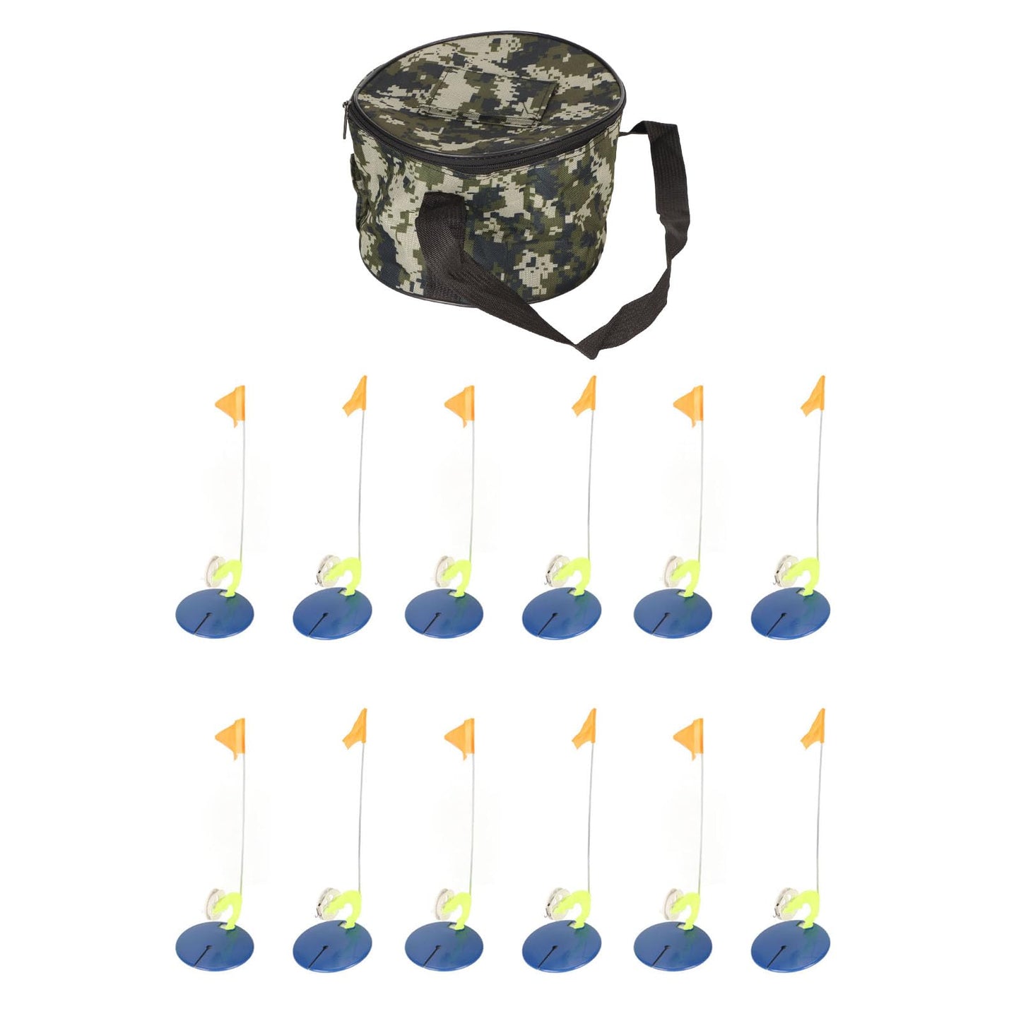 RiToEasySports 6 Set Ice Fishing Tip Ups with Storage Bag - Tip Up Flag Indicators for Winter Fishing