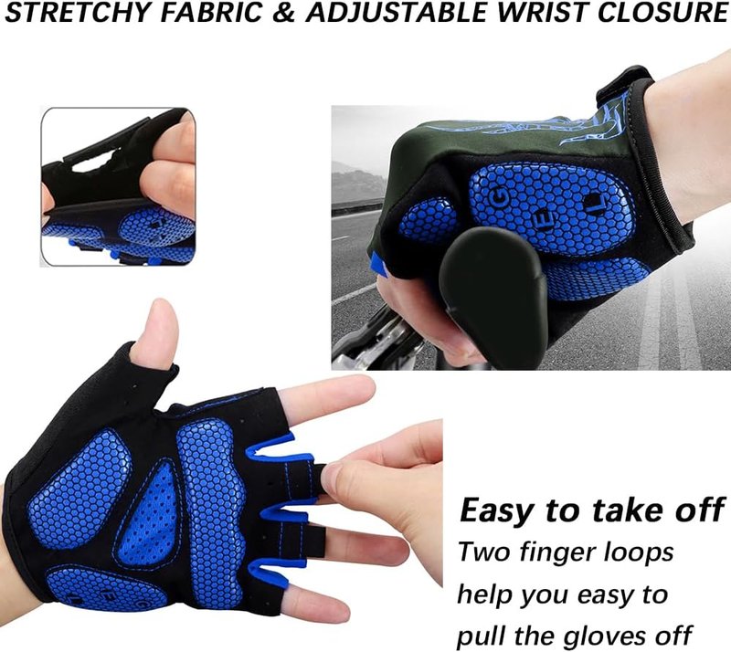 Cycling Gloves for Men & Women - 5MM Gel Pad Half Finger Bike Gloves for Cycling, Weight Lifting & Outdoor Sports
