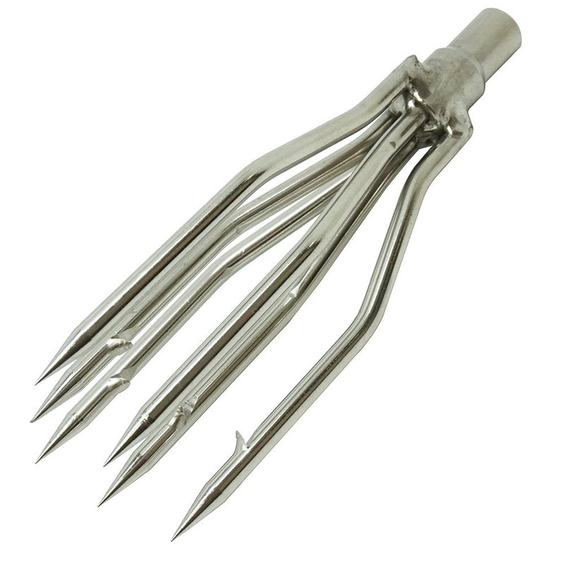 Scuba Choice 6mm Spearfishing Pole Spear Tip, 4.5" Stainless Steel Paralyzer with 6 Prongs & Barbs, Heavy-Duty Replacement Head for Ice Fishing, Cold Water, and Winter Spearfishing Precision