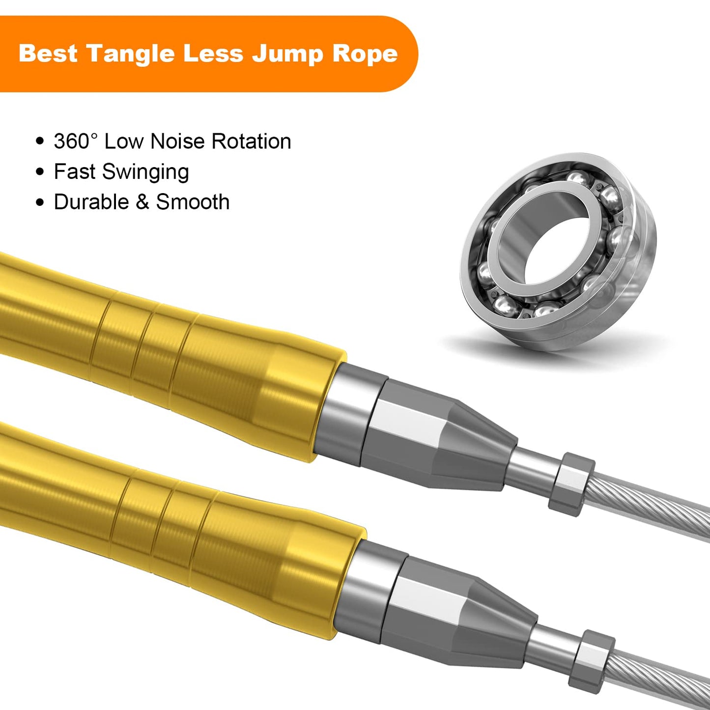 Jump Rope, High Speed Weighted Jump Rope - Premium Quality Tangle-Free - Self-Locking Screw-Free Design - Jump Ropes for Fitness - Skipping Rope for Workout Fitness, Crossfit & Home Exercises