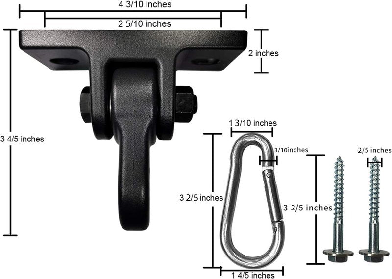 ABUSA Heavy Duty Black Swing Hangers Screws Bolts Included Over 5000 lb Capacity Playground Porch Yoga Seat Trapeze Wooden Sets Indoor Outdoor (4 Pack)