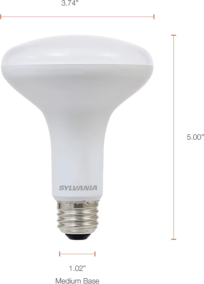 SYLVANIA LED Flood BR30 Light Bulb, 65W=8W, 10 Year, Medium Base, 650 Lumens, Dimmable, 5000K, Daylight - 2 Pack (73956)
