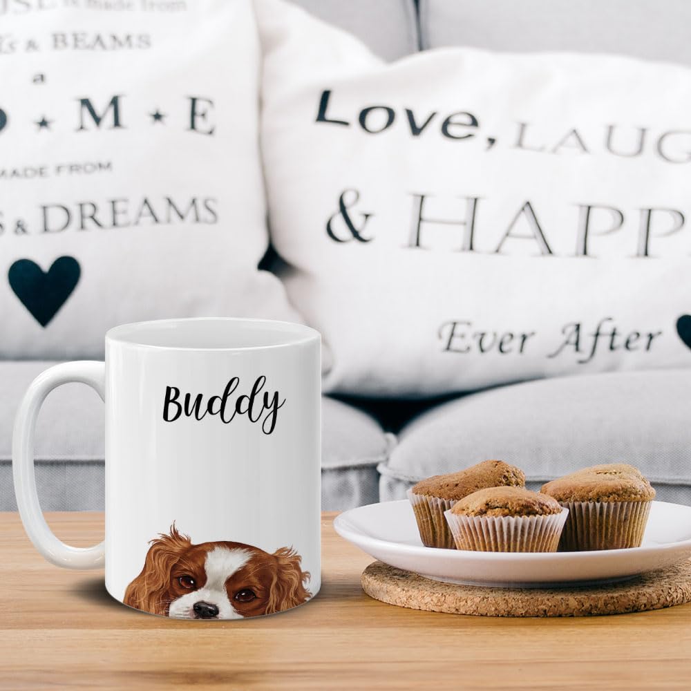 MUGBREW Personalized Coffee Mug with Your Name or Text, Customized Gifts For Christmas Birthday Anniversary, Ceramic 11 OZ Coffee Mug Tea Cup - Cavalier King Charles Spaniels Dog