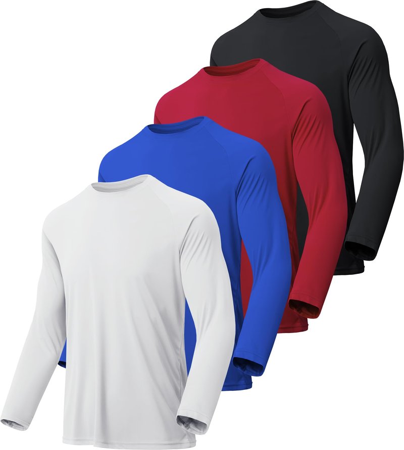 MLYENX 4 Pack Long Sleeve Shirts for Men UPF 50+ UV Sun Protection Quick Dry Moisture Wicking Workout Tee Shirts L