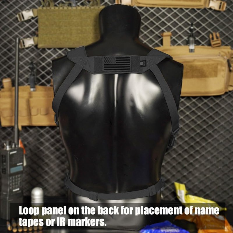 KRYDEX Laser Cut Shoulder Strap H Harness and Back Strap with Quick Release Buckles for MK3 MK4 MK5 Chest Rig (BK)