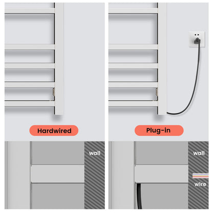 Towel Warmer,Stainless Steel Towel Warmer Rack for Bathroom -10 Bars Wall Mounted Towel Heater with Intelligent Touch Screen Timer, Hard Wired/Plug-in, Black