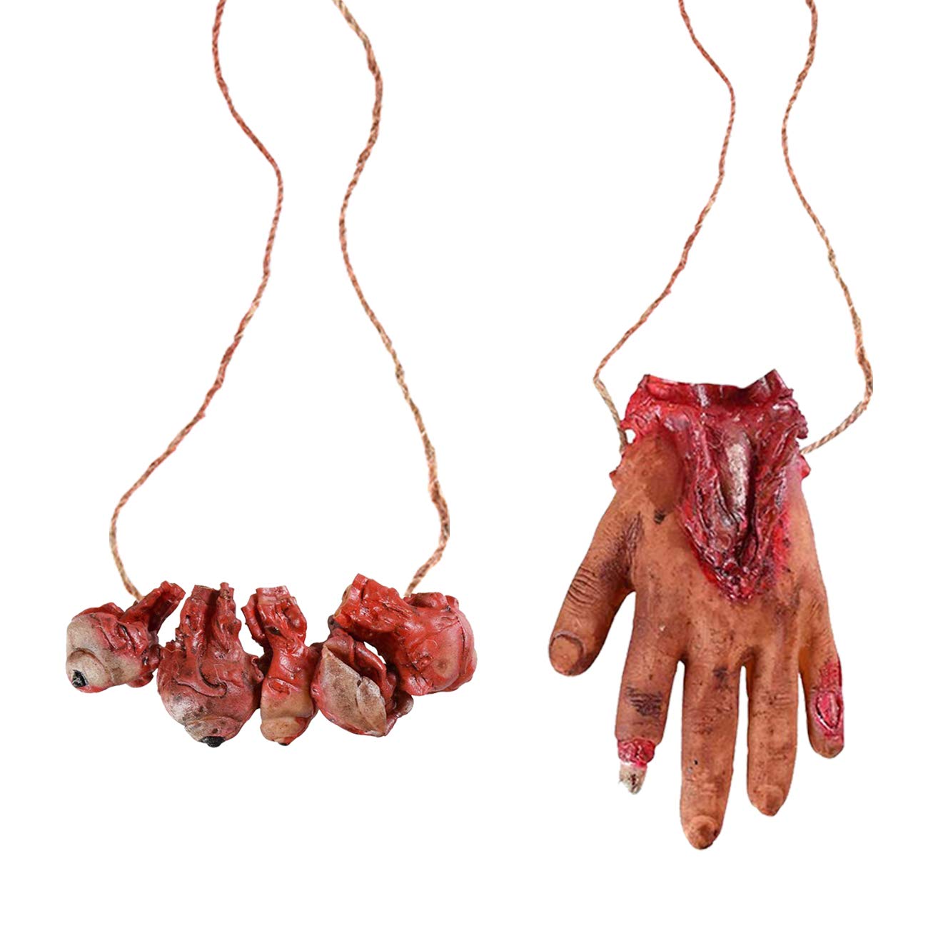 UCSAJI 5PCS Halloween Severed Broken Body Parts Halloween Blood Props Realistic Severed Horror Hand Foot for Party Decorations Props Haunted House