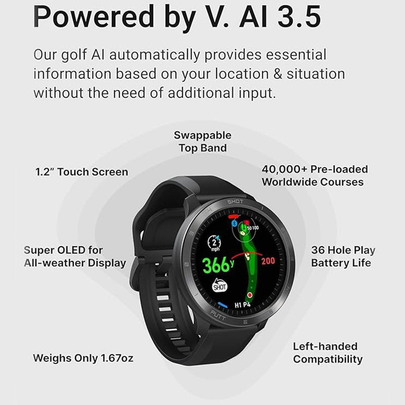 Voice Caddie T11 PRO GPS Golf Watch AMOLED Display, Green Undulation No Monthly Subscription 40k+ Preinstalled Courses w/Shot Tracking, Practice Tempo Mode, Putt View 1.3" OLED Touchscreen Plus V-A.I