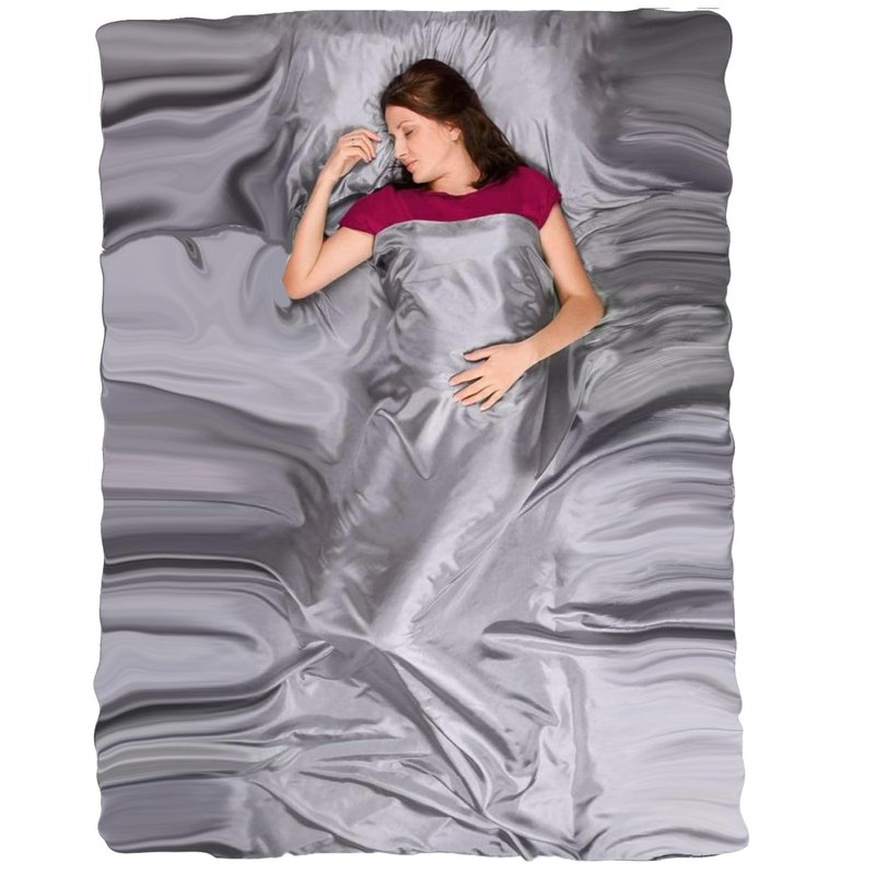 The Friendly Swede Sleeping Bag Liner - Adult Sleep Sack with Pillow Pocket, Lightweight Travel Sheets for Hotel, Camping Sheets and Backpacking Stuff Sack, Grey Polyester, Zipper, Double