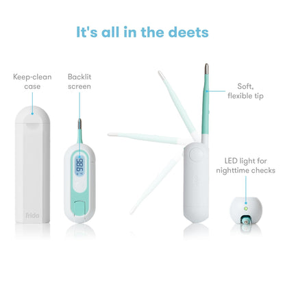 Frida Baby 3-in-1 Rectal, Underarm & Oral Thermometer for Kids, Digital Baby Thermometer for Infants, Toddlers, & Kids, FSA/HSA Eligible