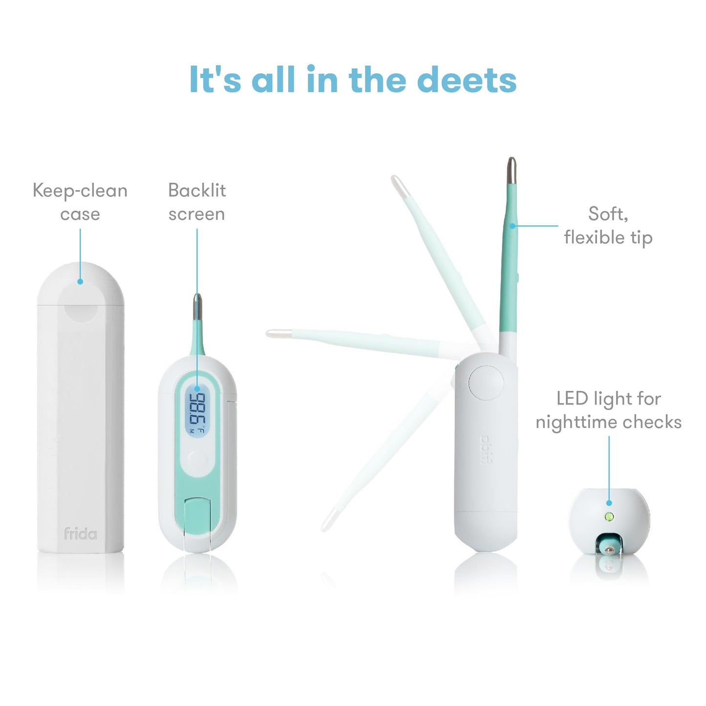 Frida Baby 3-in-1 Rectal, Underarm & Oral Thermometer for Kids, Digital Baby Thermometer for Infants, Toddlers, & Kids, FSA/HSA Eligible