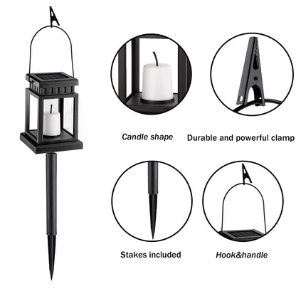 GIGALUMI Solar Hanging Lantern Outdoor, 8 Pack Solar Candle Lights with Stake for Garden,Patio , Lawn, Deck , Umbrella, Tent, Tree,Yard,Driveway(Warm White).