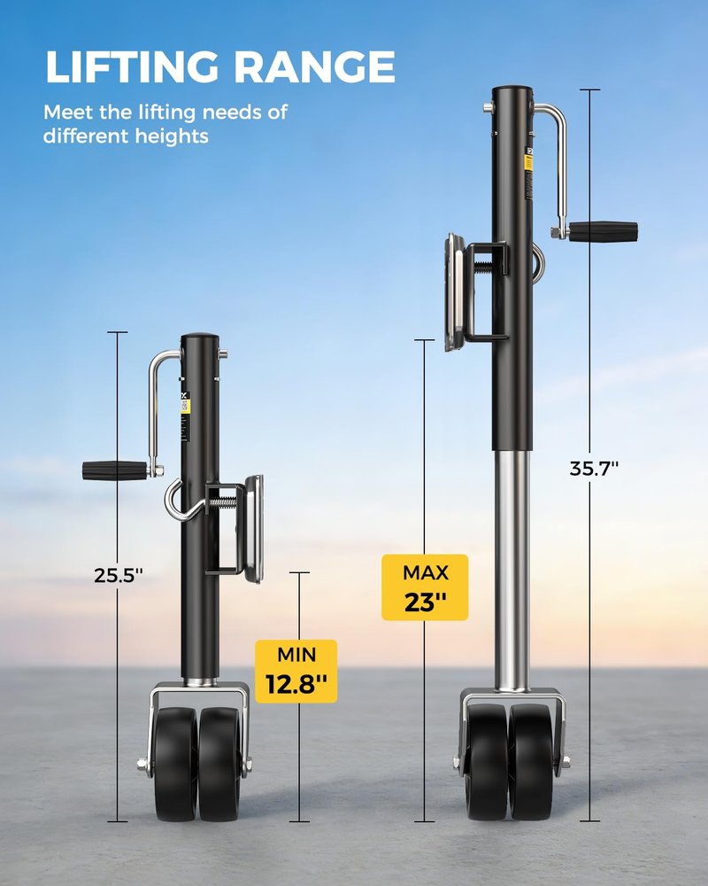 KYX 2200 Lbs Boat Trailer Jack with 6 Inch Dual Wheel, 10.2" Vertical Lift, Heavy Duty Swivel Tongue Jack for RV, Boat, Horse & Utility Trailers