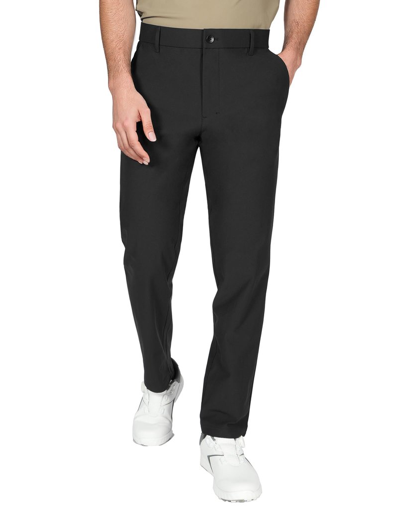 Soojun Men's 4-Way Stretch Performance Golf Pants, Quick-Dry Lightweight Tech Trousers, Versatile Business Casual Dress Pants with Hidden Pockets, Black, 38W x 32L
