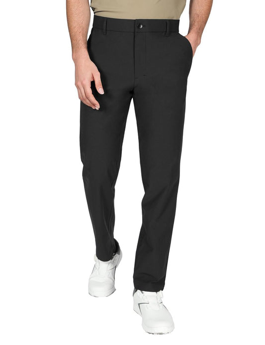 Soojun Men's 4-Way Stretch Performance Golf Pants, Quick-Dry Lightweight Tech Trousers, Versatile Business Casual Dress Pants with Hidden Pockets, Black, 38W x 32L