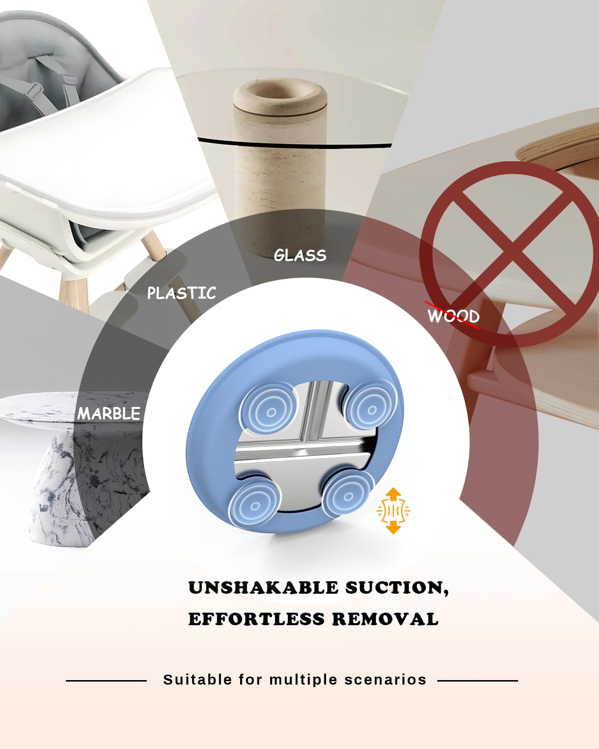 Bakpoco Stainless Steel Toddler Plate with Suction, 9” Divided Plates with Removable Silicone Sleeves for Kids, Non Toxic & BPA Free | Non Slip | Unbreakable Baby Snack Dishes Set of 2, Blue & Gray