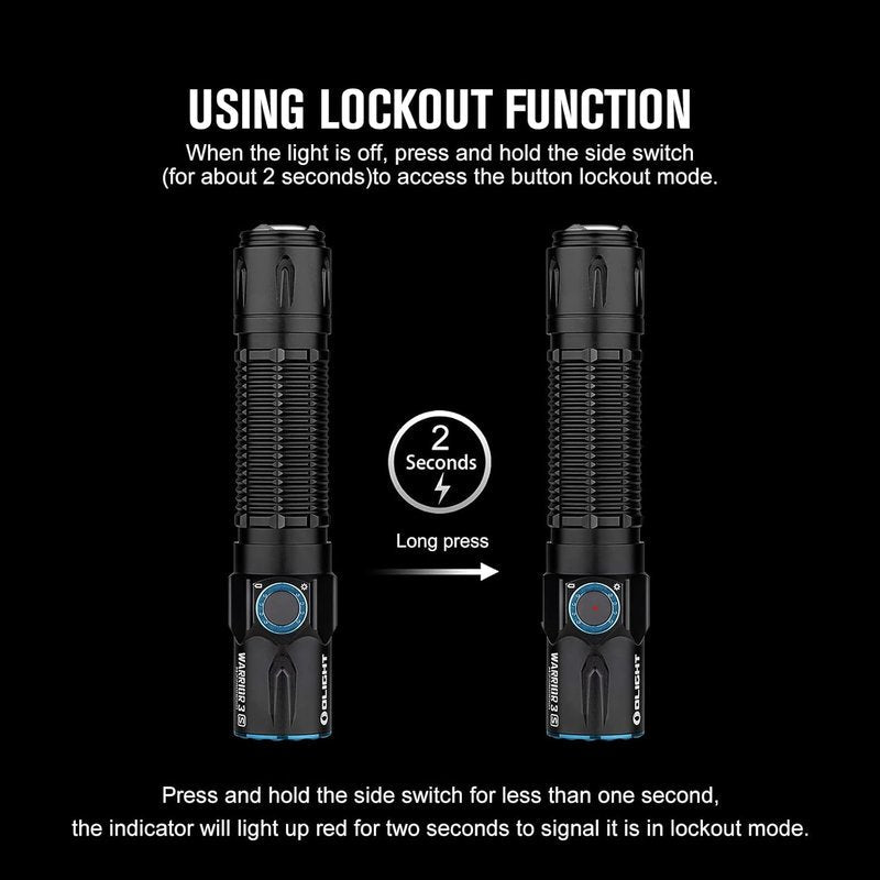Olight Warrior 3S Tactical Flashlight - 2300 Lumens Rechargeable LED Light with Proximity Sensor | Compact Design (Black)