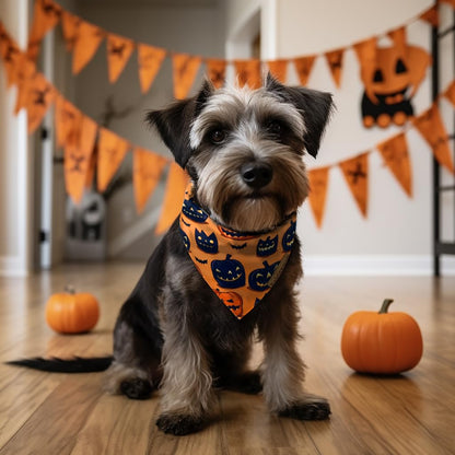 Raisingwell Halloween Dog Bandanas - 2 Pack Bat & Pumpkin Pattern Dog Bibs - Reversible, Washable & Durable - Suitable for Small to X-Large Breeds - Unisex