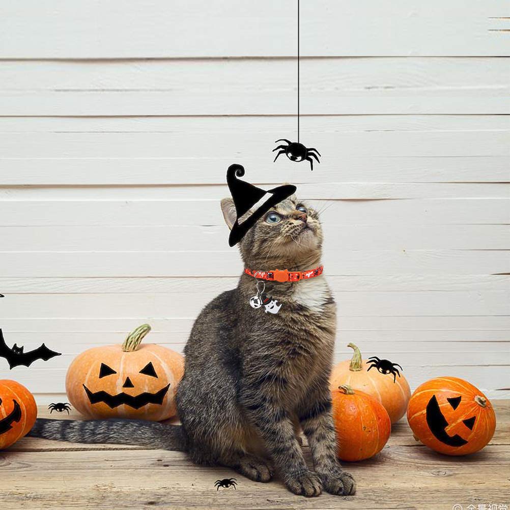 EXPAWLORER Halloween Cat Collar Breakaway - 3 Pack Soft Adjustable Kitten Collars with Bells & Cute Festival Pendants, Holiday Pet Collars for Cats with Safety Buckle