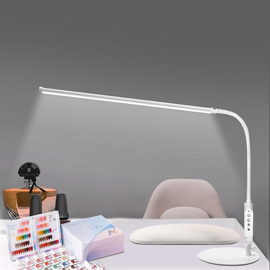 CGBE Led Desk Lamp: 360° Adjustable Nail Light for Desk with 3 Color Modes 5 Brightness, 23.6-Inch Nail Lamp for Desk for Salon Manicurist Tattoo Crafts Sewing Work Reading Game