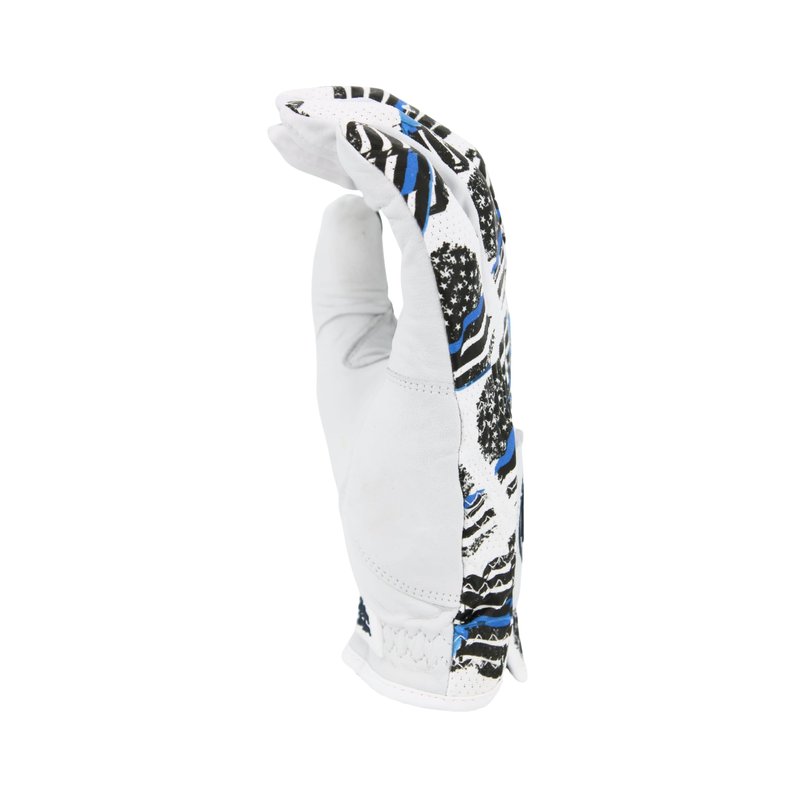 MULLIGAN HOOLIGAN® Men's Golf Glove | Premium Cabretta Leather & Mesh, Breathable Moisture-Wicking Comfort, Unique Standout Design for Men & Women (USA Blue Line, XX-Large, Worn On Left Hand)