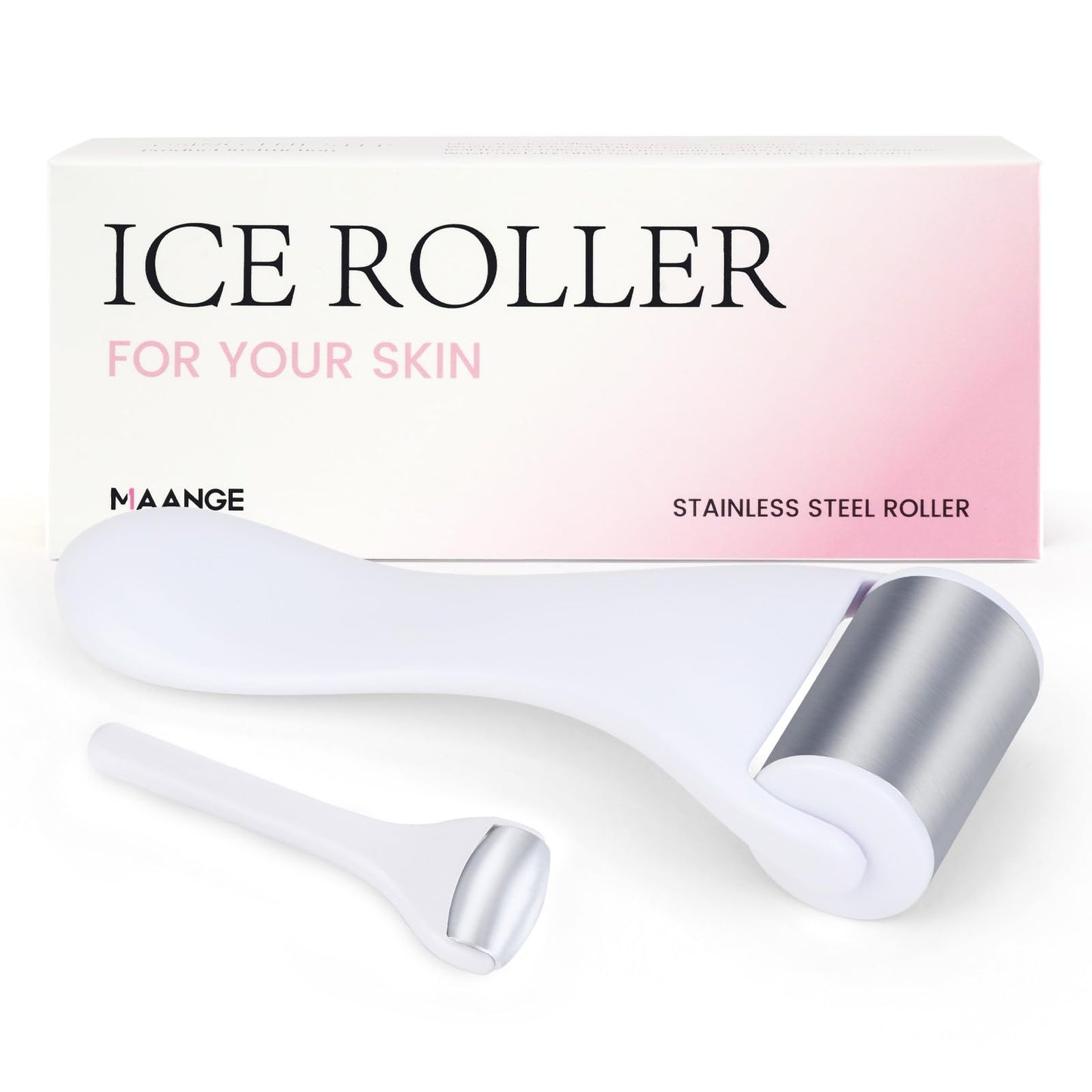 Ice Roller for Face and Eye 2 Pcs,Face Roller Skin Care for Puffiness,Migraine,Pain Relief,Eye Roller For Puffy Eyes Dark Circles,Stainless Steel Facial Roller (Pink)