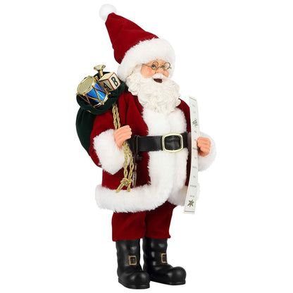 Uten Christmas Decorations, 11" Santa Claus, Christmas Figurine Figure Decor with Toys List and Black Gifts Bag for Holiday Party Home Decoration