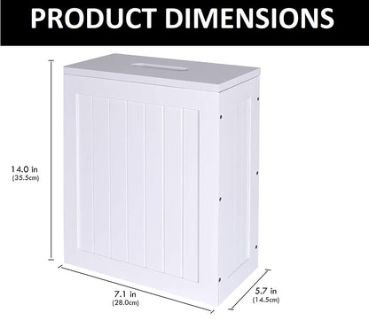 Unibos Bathroom Storage Unit, Freestanding Toilet Roll Cabinet, Compact Slimline Wooden Bathroom Storage Box, Multi Purpose Cleaning Tidy (White)