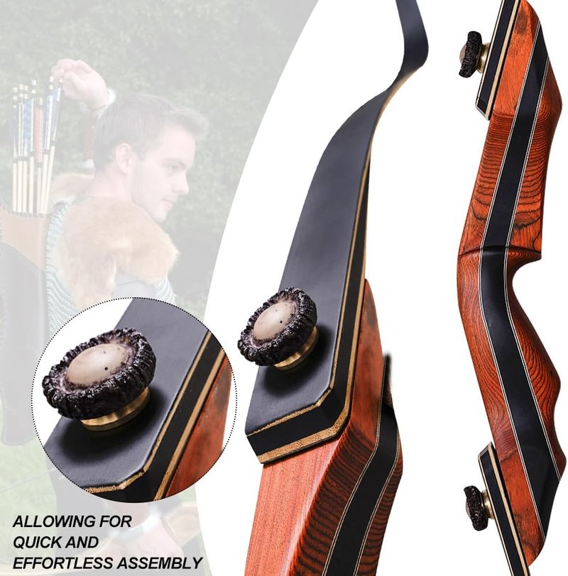 PMZ Recurve Bow and Arrow Set - 60" Wooden Takedown Bow Kit for Youth & Adults | 6 Arrows Included, 20-60lbs RH Only