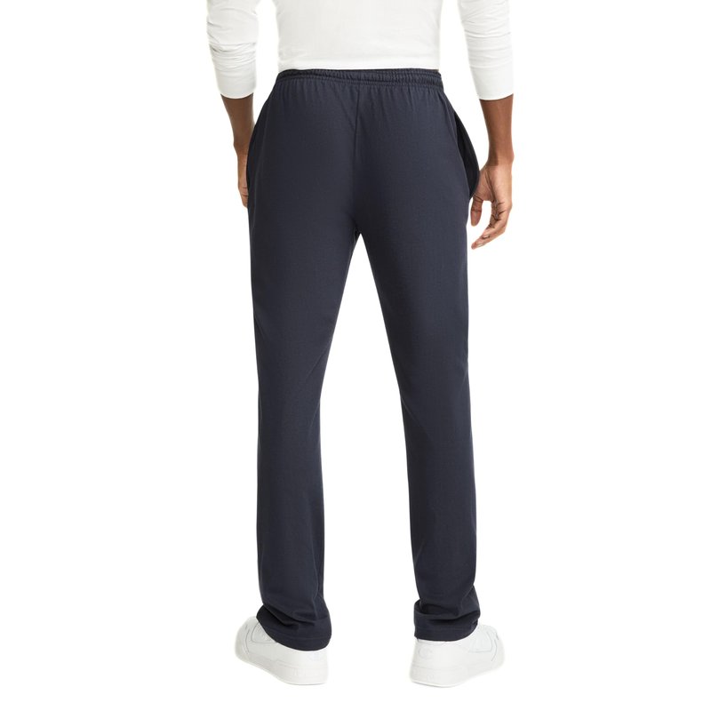 Champion Men's Open-Bottom Lounge Pants, Standard Fit, Lightweight 100% Cotton, Available in Regular and Big & Tall, Navy, Large