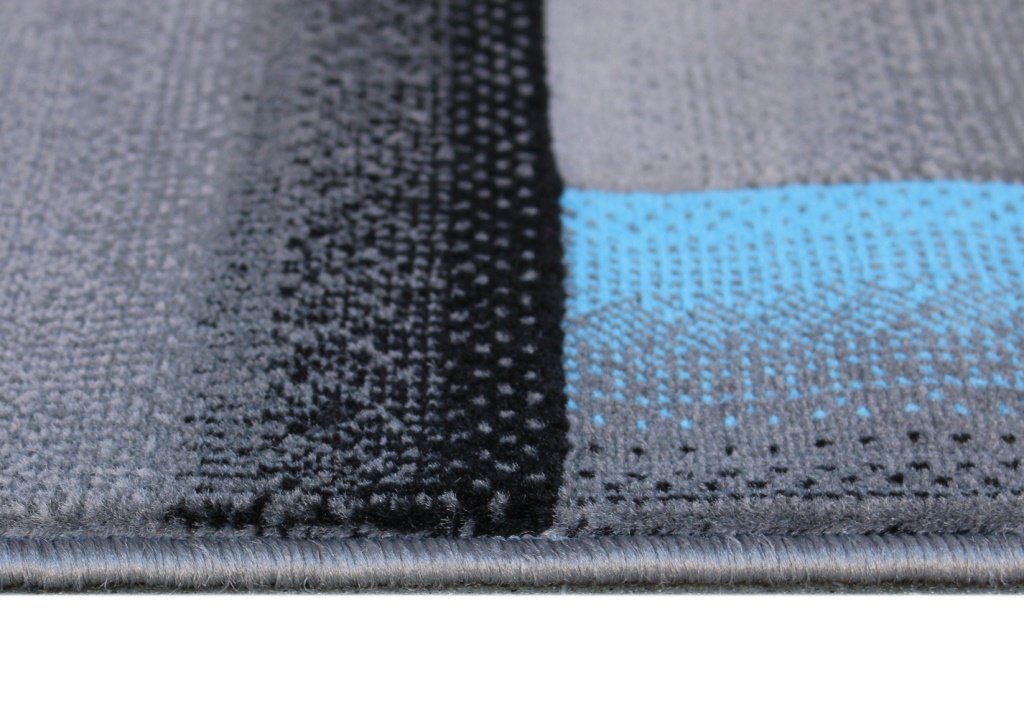 Masada Rugs, Modern Contemporary Area Rug, Blue Grey Black (8 Feet X 10 Feet)