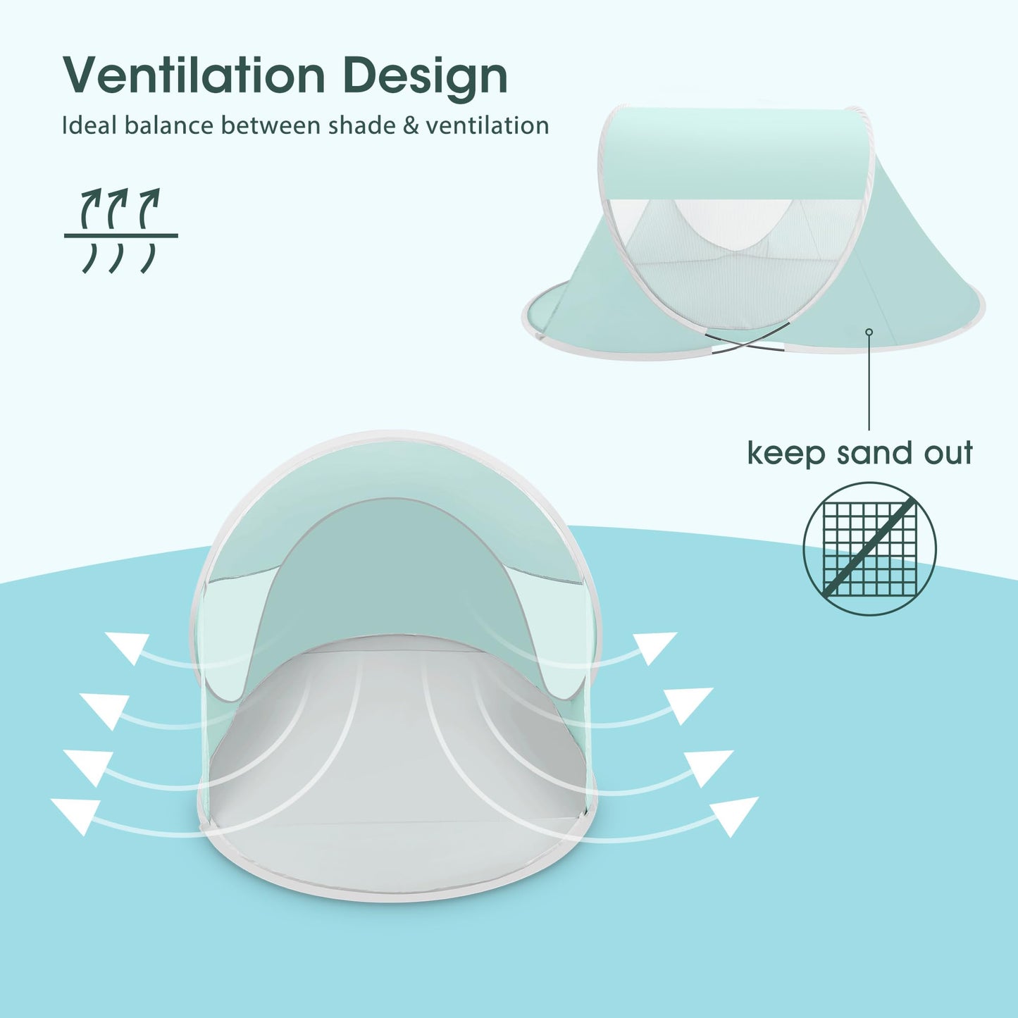 ISILER Pop Up Beach Tent, Portable Outdoor Shade Tent, UPF 50+ Shelter, Easy Setup Windproof Waterproof Canopy