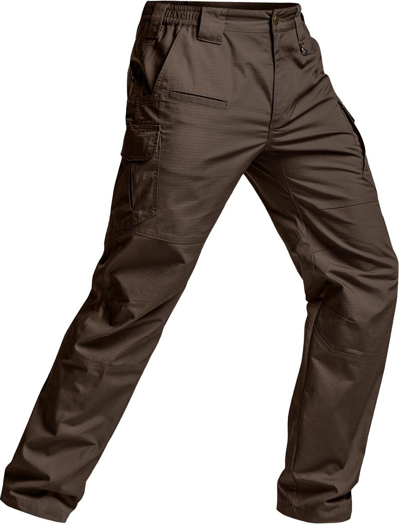 CQR Men's Tactical Pants, Water Resistant Ripstop Cargo Pants, Lightweight EDC Work Hiking Pants, Outdoor Apparel, Raider Mag Pocket Dark Brown, 36W x 32L