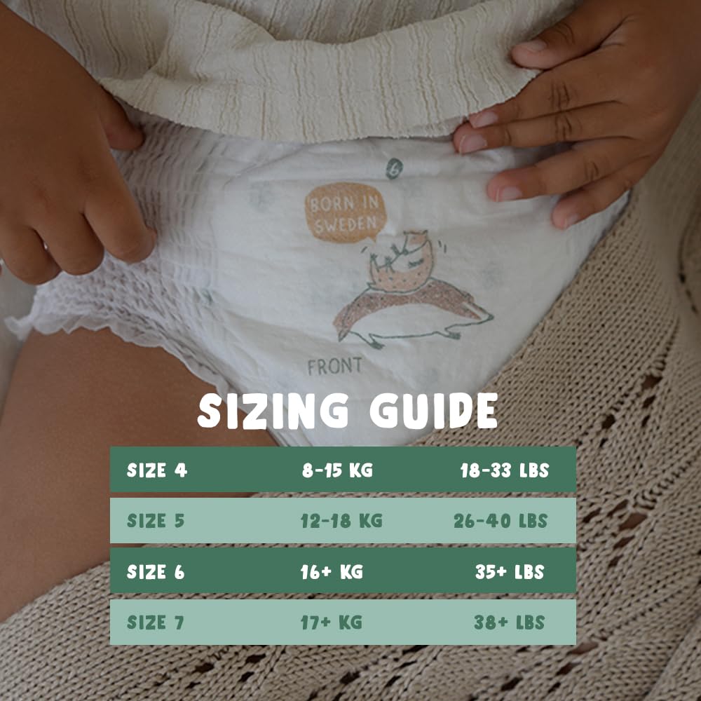 Naty Nappy Pants - Hypoallergenic and Chemical-Free Pull Ups, Highly Absorbent and Training Nappies for Boys and Girls (Size 5 – Pack of 4)