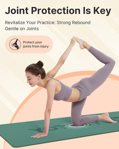 YOTTOY Yoga Mat, 72"x 32"x1/3" Extra Wide Non-Slip Exercise Fitness Yoga Mats,Eco-Friendly TPE Exercise Mats for Women Men Home Workout with Strap Bag