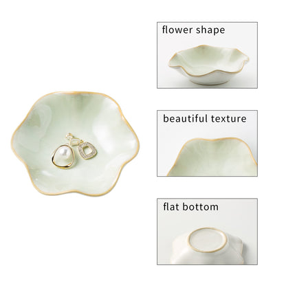 Jewelry Dish Tray, Ring Dish, Ceramic Trinket Tray, Key Bowl, Decorative Plate, for Friends Sisters Daughter Mother(Light Green)