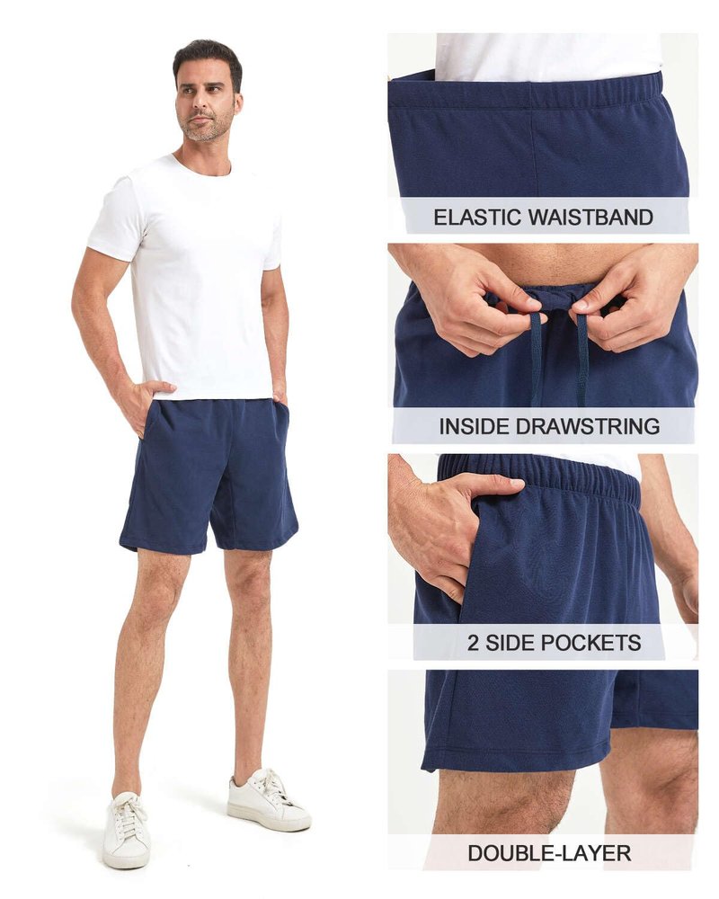 Liloak Mens Cotton Shorts Pack 7 in, Mens Sweat-Shorts Multi Pack, Cotton Lightweight Lounge Workout Sleep Shorts