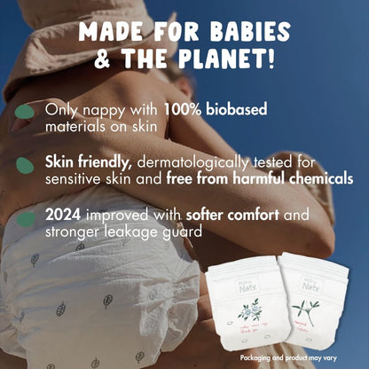 Eco by Naty Eco-Friendly Baby Nappies - 100% Plant-Based Materials on Skin, Soft, for Sensitive Skin & Super Absorbent (Size 5, 80 Count)