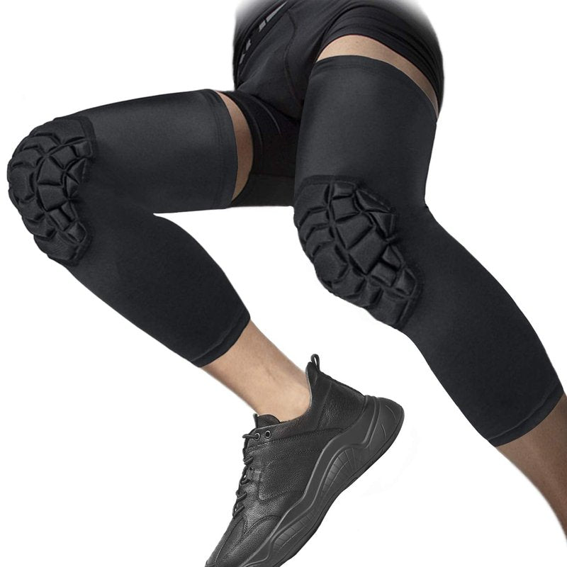 SZKANI Knee Pads Compression Leg Sleeve Knee Sleeve for All Sports Wrestling Protector Gear, 1 Pair of Knee Paded(Black_2 Pack, Large)